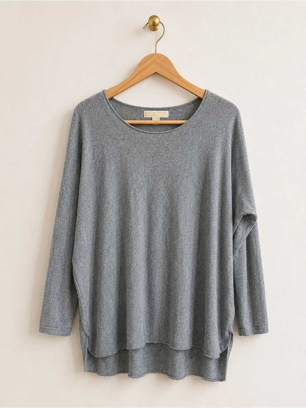 Michael Kors Women’s 1X Gray Oversized High Low Knit Sweater Top